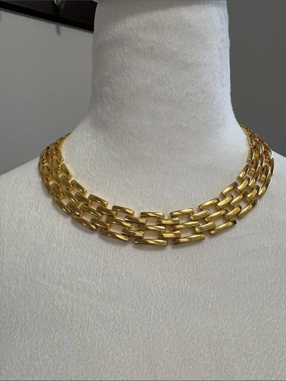 J. Crew Triple-Row Gold Link Choker Necklace